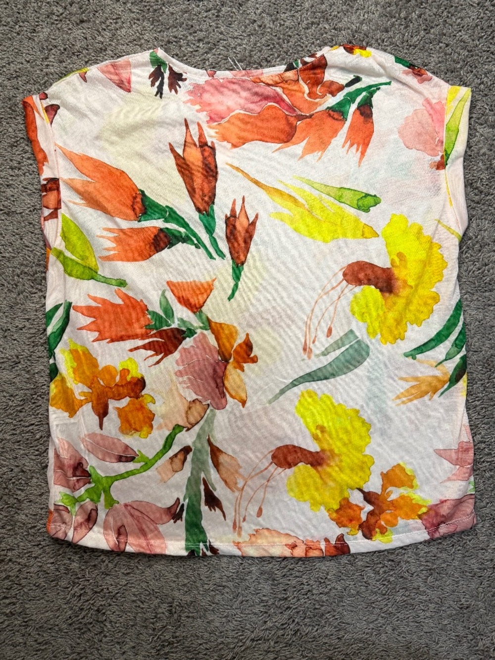 T-Shirt Top Large Floral Multicolor Summer Spring Casual - Picture 2 of 4